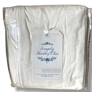 Simply Shabby Chic White Delight Collection Embroidered Duvet Set F/Q Full Queen